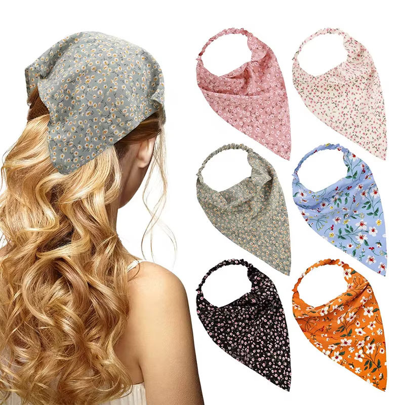 Foulard triangulaire, bandeau élastique pour cheveux pour femme
