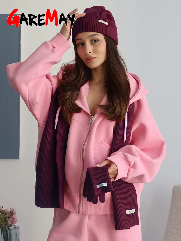 Ensemble bonnet écharpe et gants pour femme