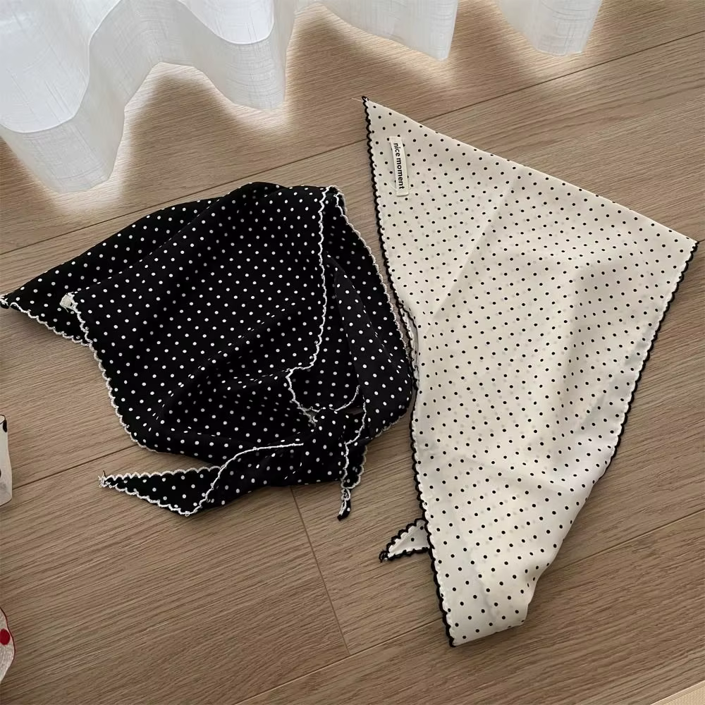 Foulard doux à pois bandeau Turban coréen frais petite écharpe rayé mince triangulaire