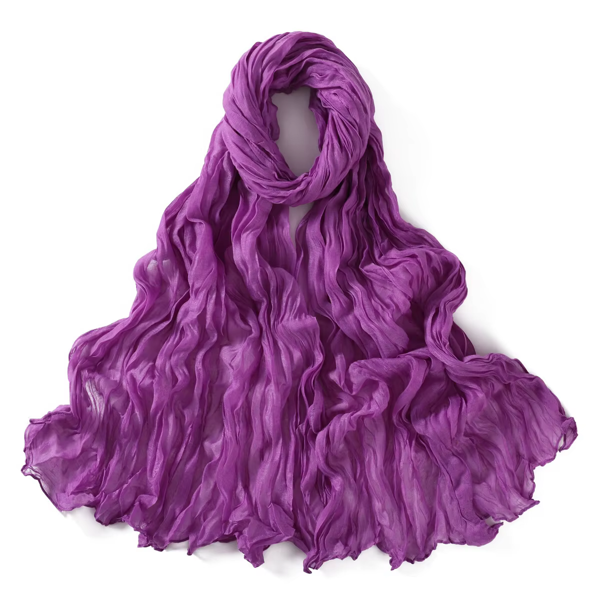 Écharpe froissée Ayaco.Fan pour femmes, filles et étudiants, coton polyester lin solide, multicolore, adaptée aux quatre saisons, style décontracté et élégant