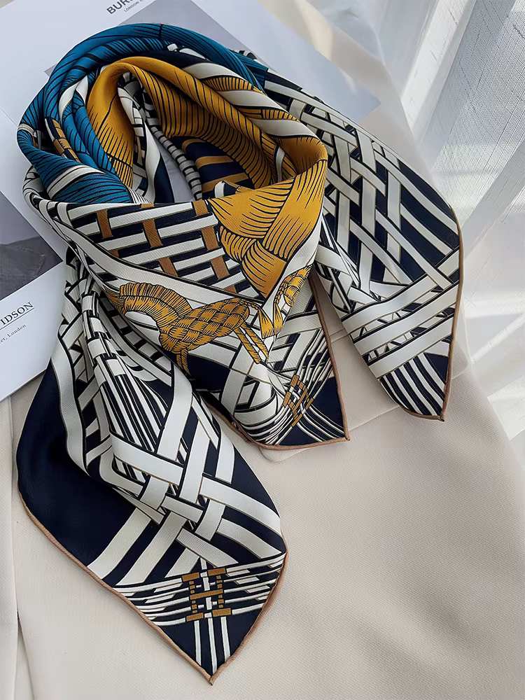 100% foulards en soie de mûrier de luxe concepteur ourlet roulé Bandannas