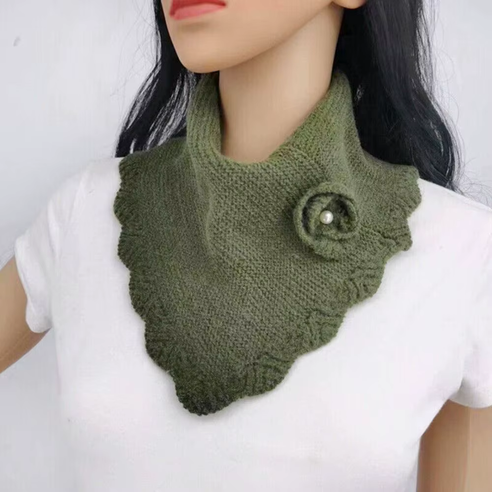 Écharpe Triangle en Tricot à Fleurs pour Femme
