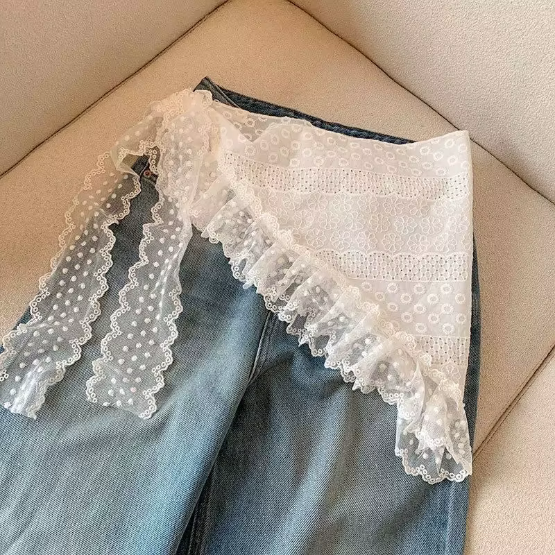 Foulard Rétro Blanc en Dentelle