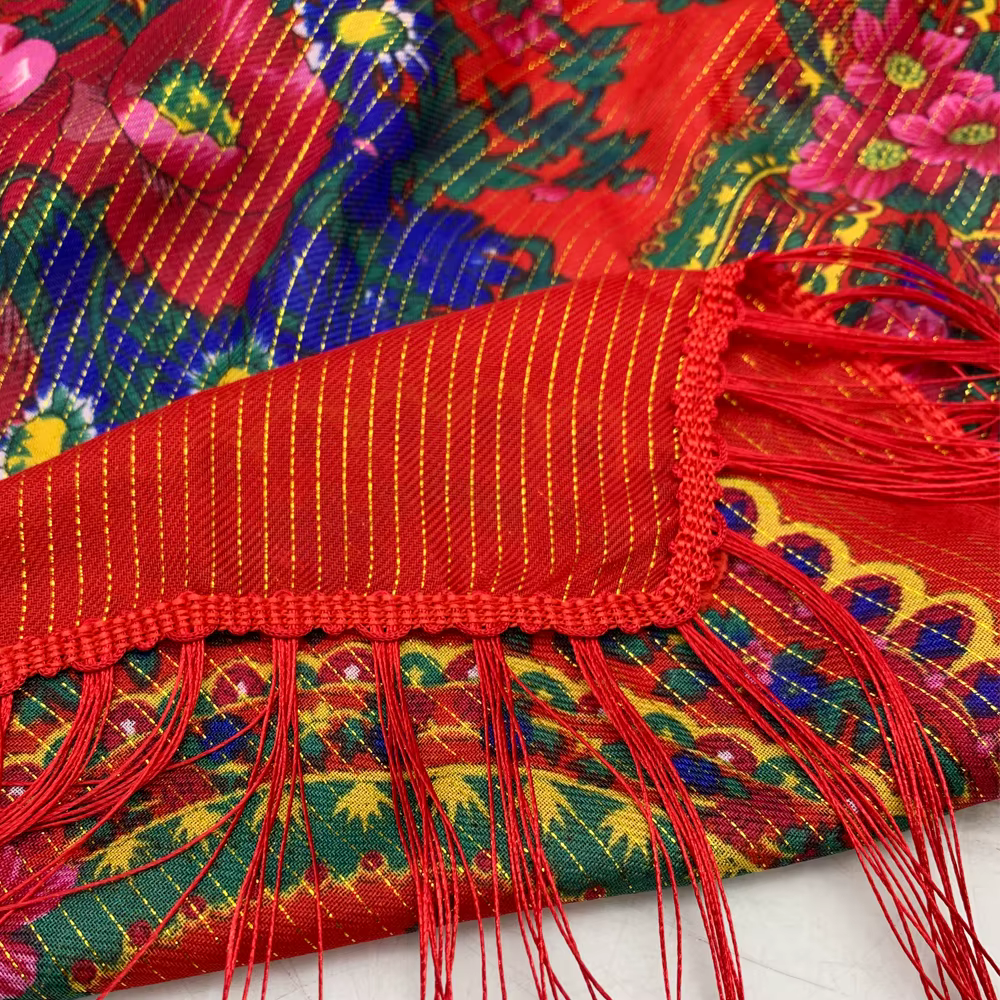 Russe carré Bandana écharpe femmes luxe imprimé fleuri frangé bandeau châle paréo dame
