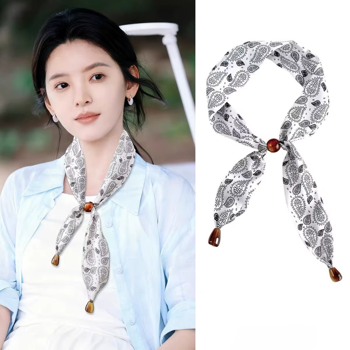 Écharpe étroite de style ethnique vintage pour femmes : légère