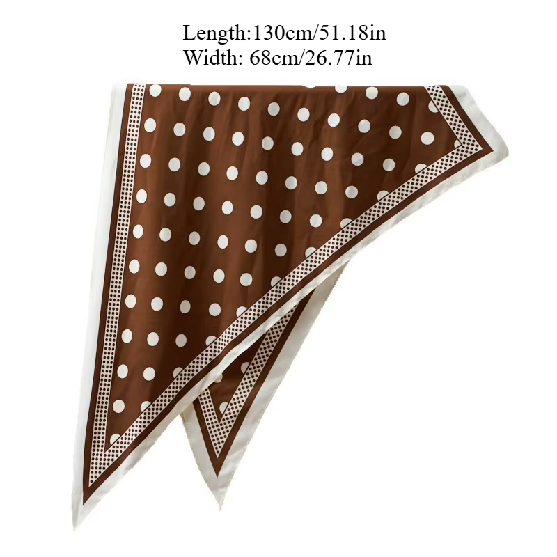 1 nouvelle écharpe triangle imprimée à pois couleur café simple