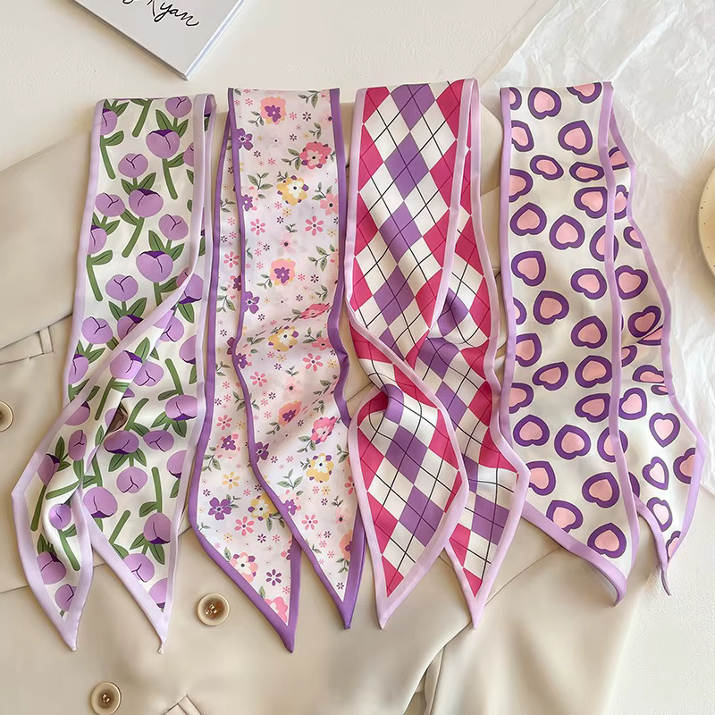Superbe écharpe longue en soie violette pour femme