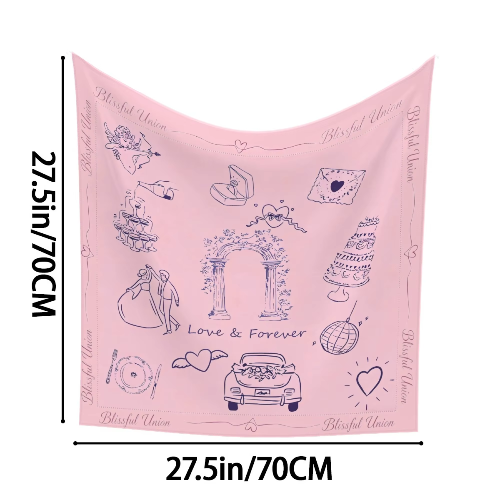 Écharpe de mariage personnalisée | cadeau | Motif dessiné à la main | foulard | Doux et lisse