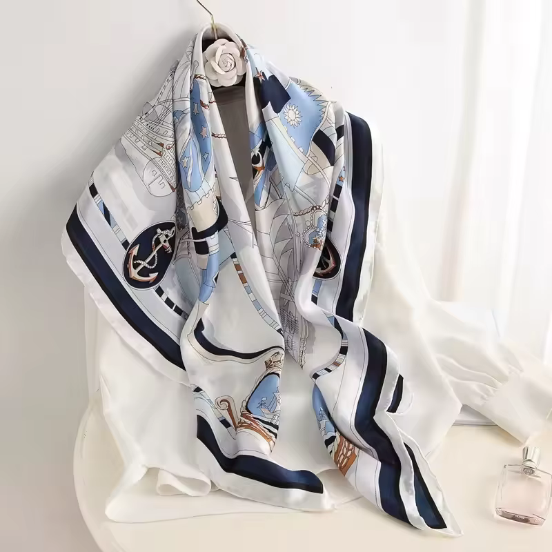 Foulard carré en soie pour femme 90x90cm