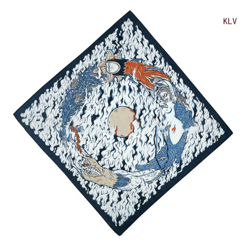 Crâne imprimé Bandanas écharpe pour adulte unisexe carré foulard nouveauté cou