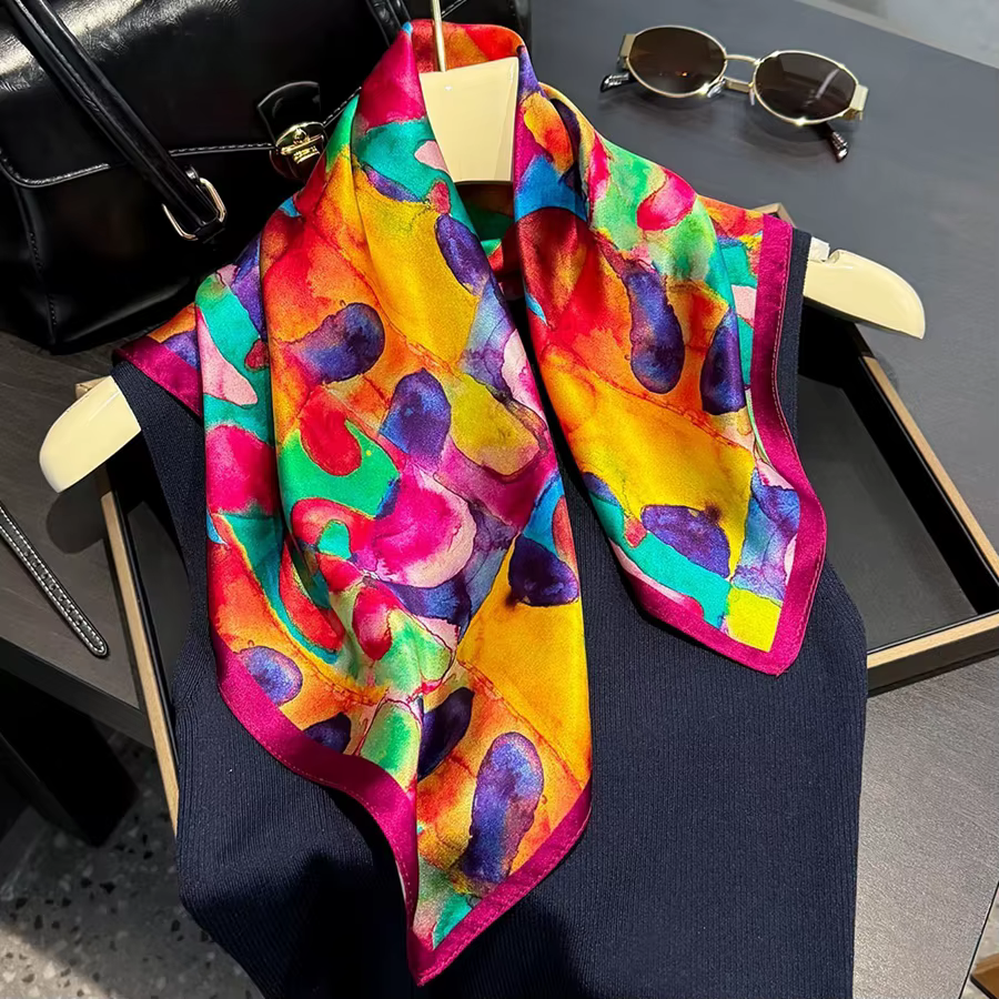 Foulard de cou en soie de mûrier 100% naturel pour femmes