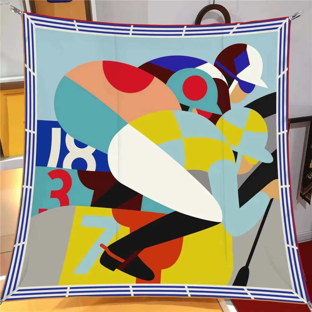 Foulard en soie femmes Sporter imprimer foulards carrés tête Echarpes