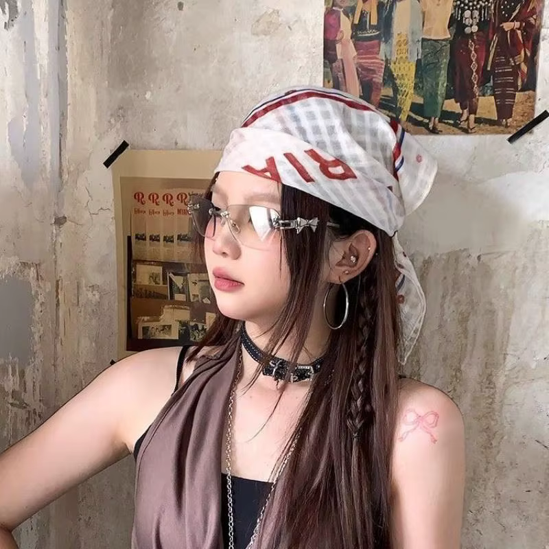 Foulard rétro imprimé léopard Y2K pour fille épicée