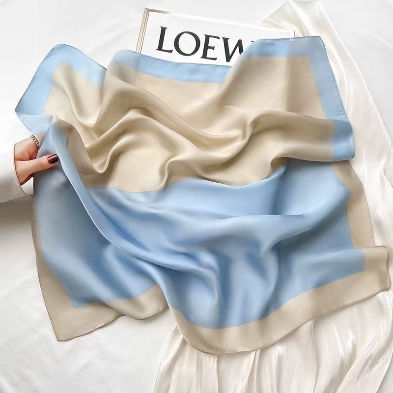 Foulard carré en soie bleu pour femmes, chemise de Protection du cou, écharpe fine à la mode pour vêtements d'affaires décontractés, printemps été automne