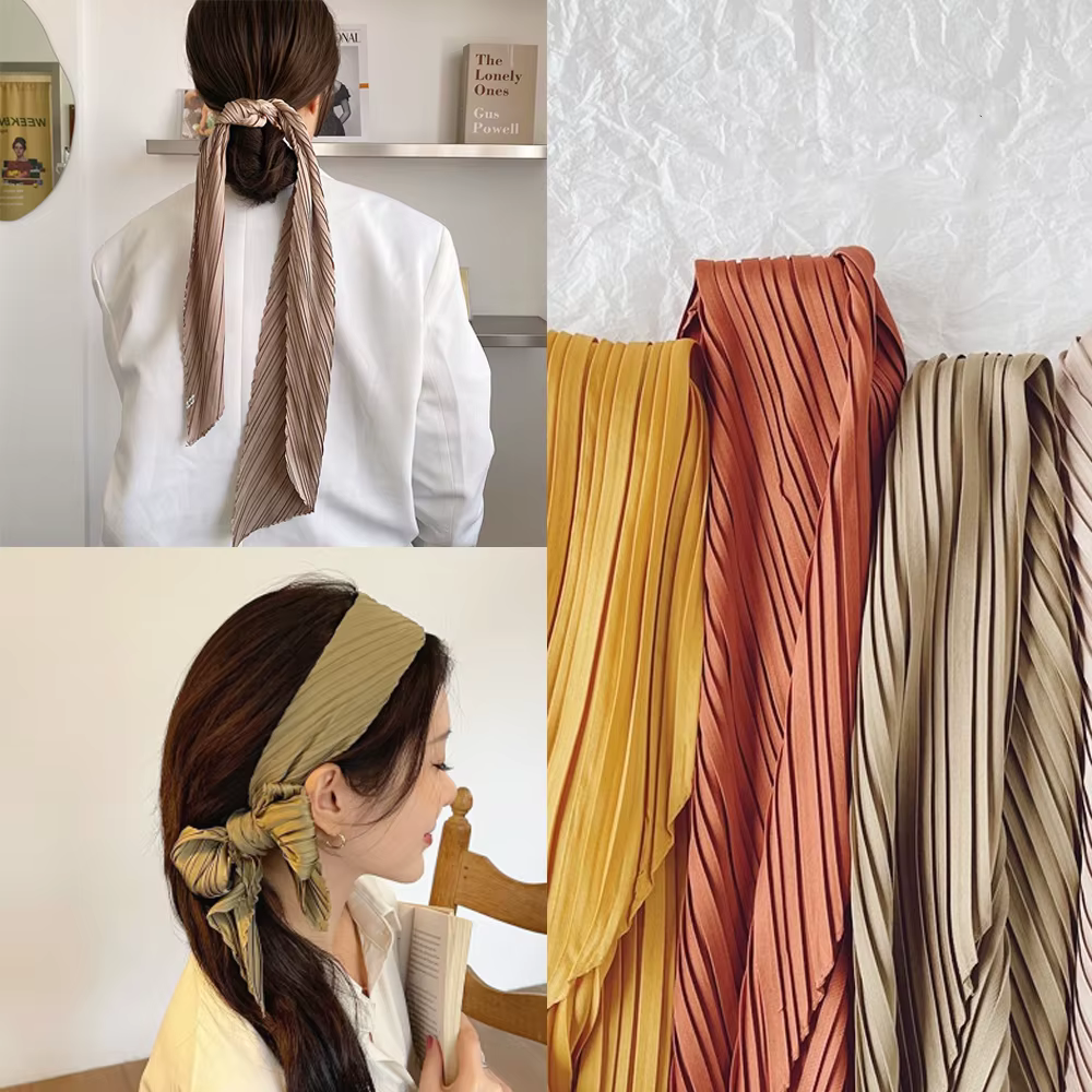 Écharpe de sauna en satin plissé pour femme