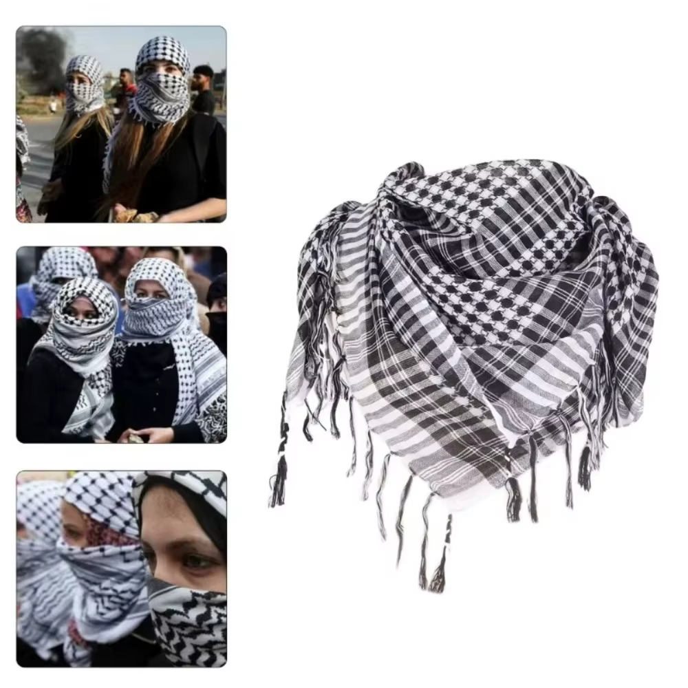 Grand foulard arabe Shemagh avec pompon