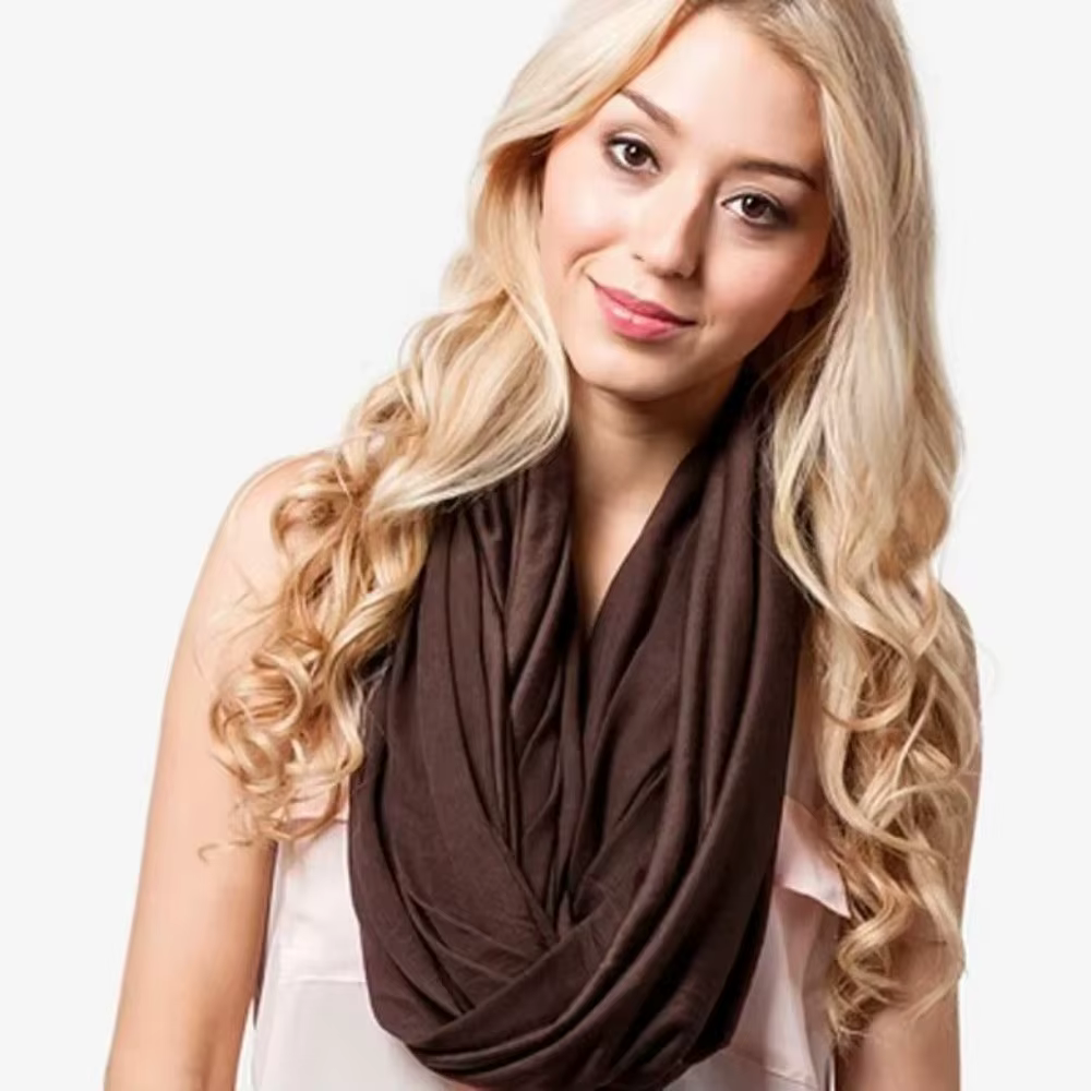 Nouveau foulard infini uni en mélange de coton léger