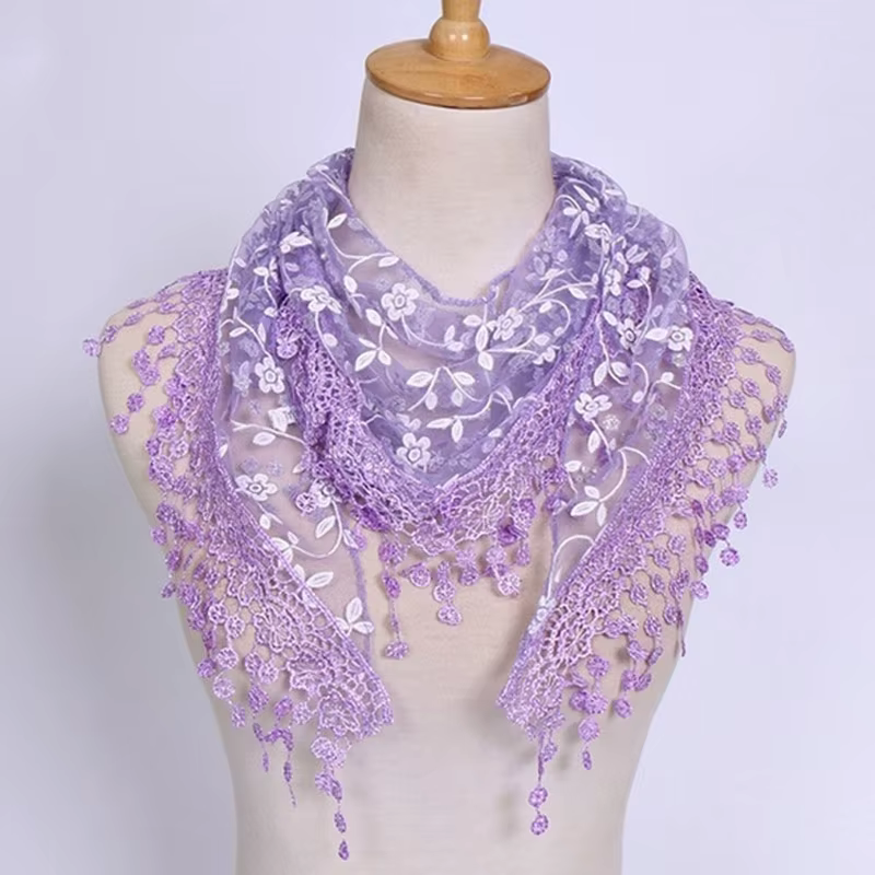 Écharpe Triangle en dentelle florale pour femme