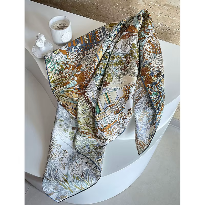 100% sergé foulard en soie foulard cravate 90*90CM