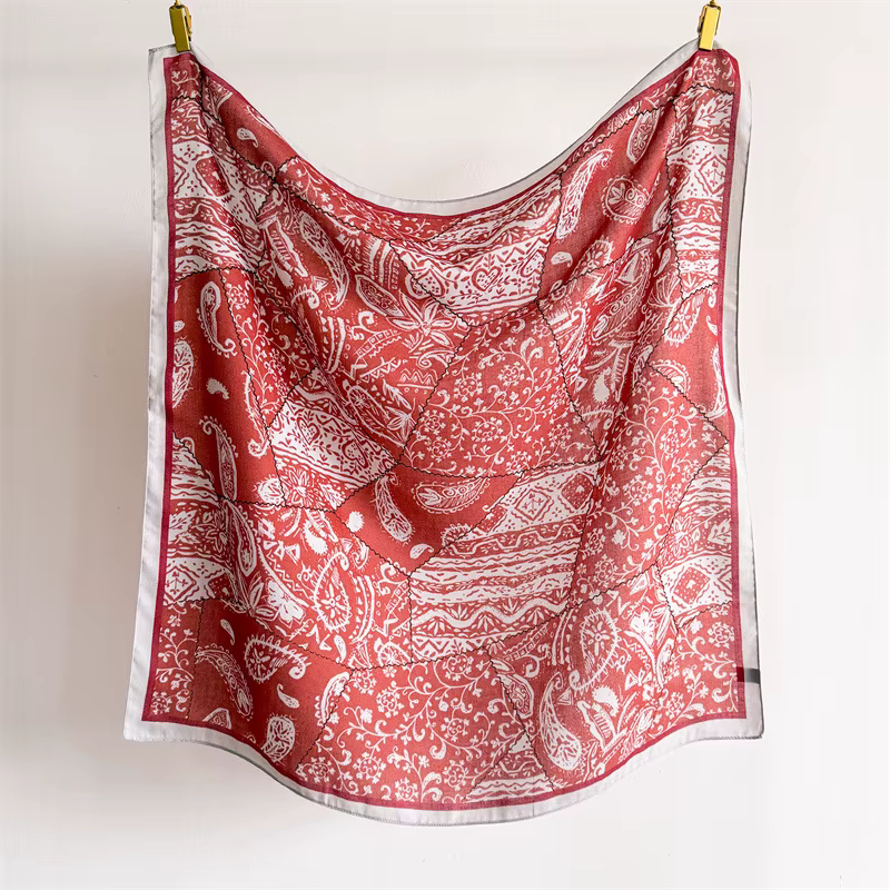 Foulard carré 90x90 cm en coton et lin pour femme