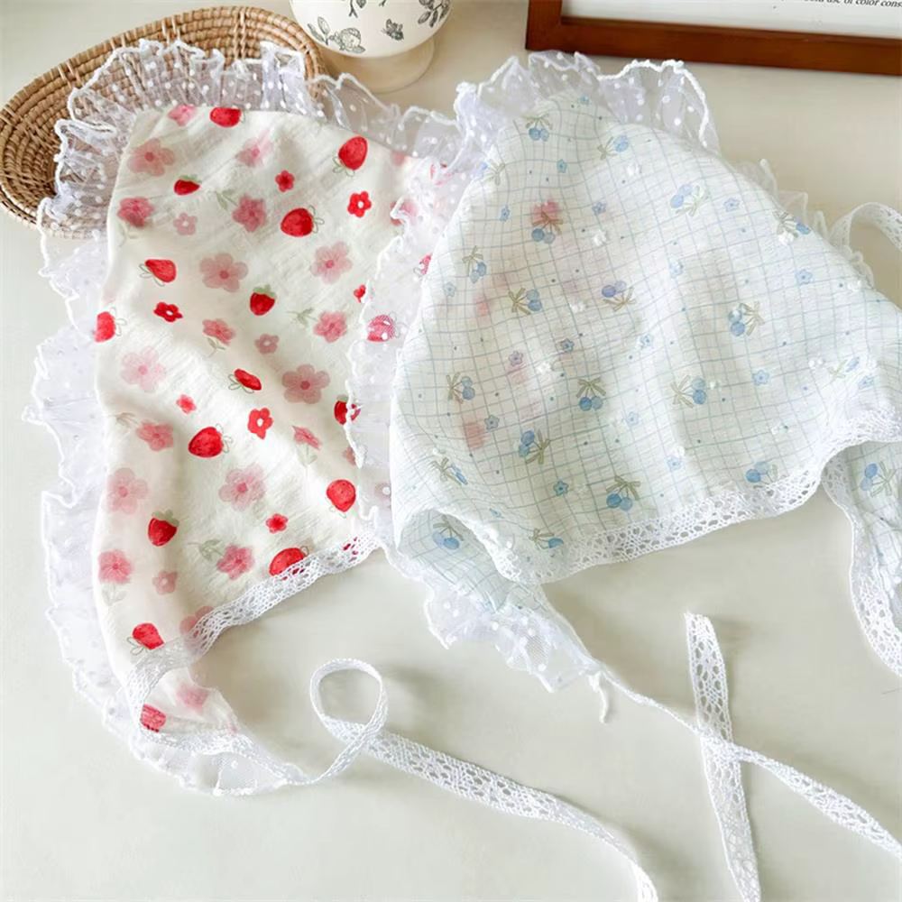 Doux Floral dentelle cheveux écharpe enveloppes femmes Triangle foulard mince respirant ruban rétro