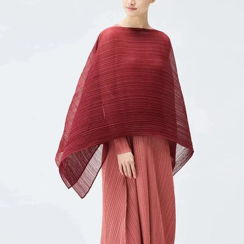 Miyake écharpe plissée femme léger luxe Premium Cape châle longue Section polyvalent ensemble d'écharpe de tête vêtements multiples sweat à capuche 80 cm