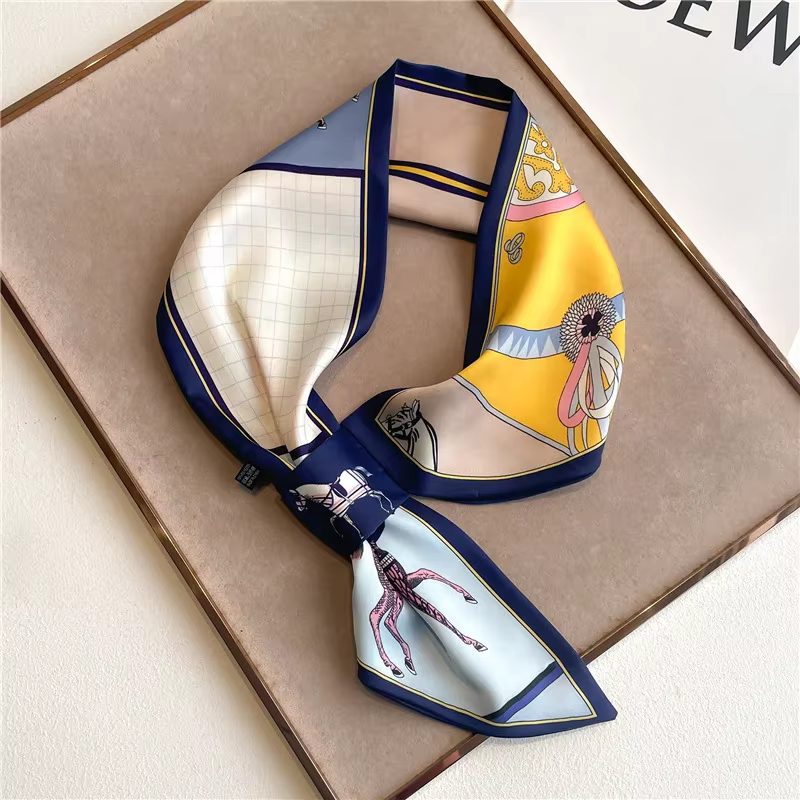 Marque de luxe foulard maigre écharpe pour femmes Satin rubans de soie Bandana dames cou cravate poignet enveloppement