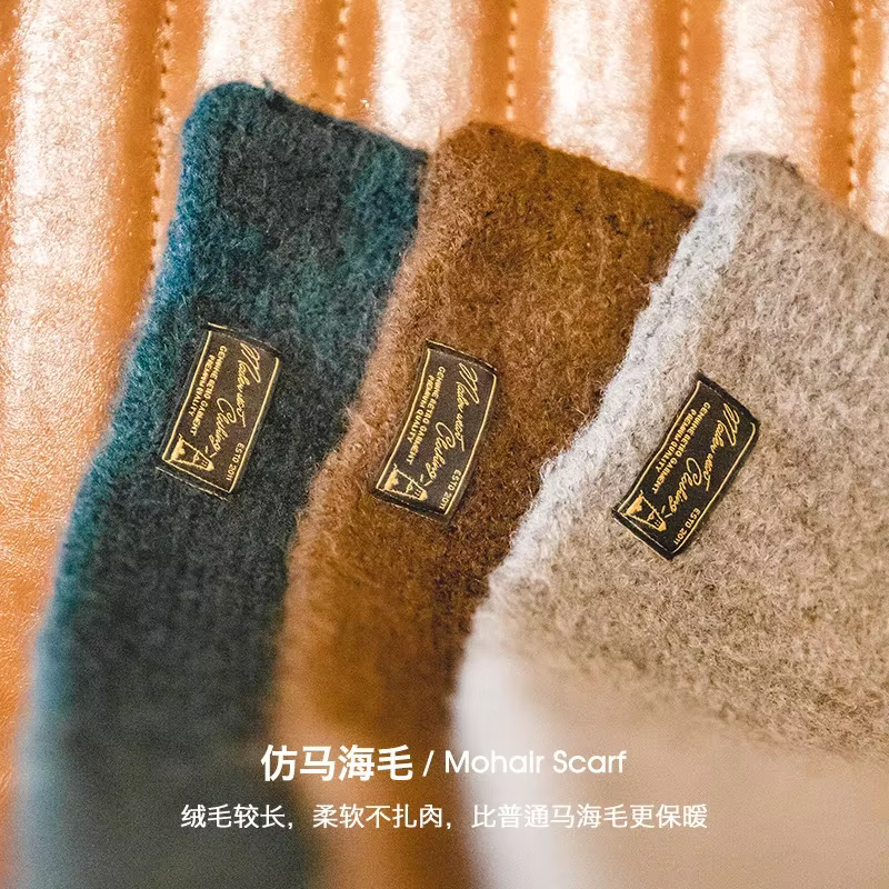 Maden Vintage Mohair écharpe hiver tricoté foulards hommes et femmes chaud coupe-vent couleur unie Simple mode petite