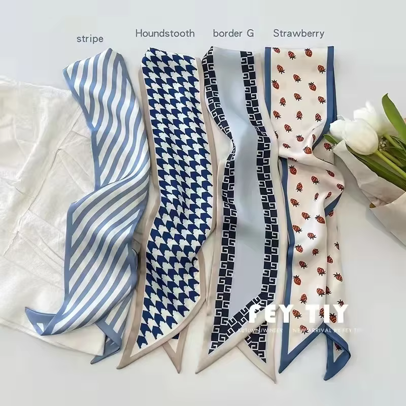 Écharpe en soie de haute qualité de couleur bleu clair pour femme