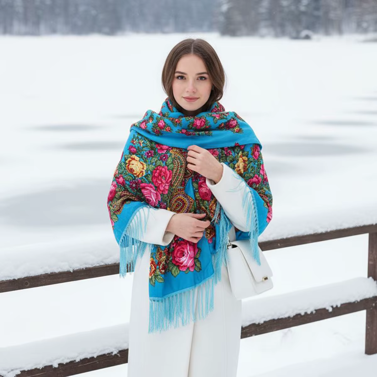 Marque de luxe nouvelle fleur rétro Style ethnique imprimé écharpe femmes longue serviette gland enveloppement automne et hiver chaud châle foulards