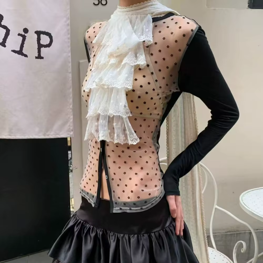 Écharpe en dentelle de Style Court Vintage pour femmes