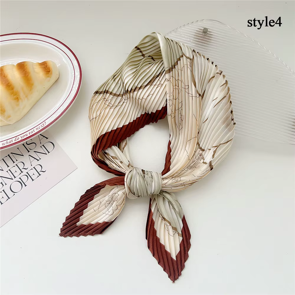 Injplanchers f-Foulard de tête plissé en mousseline de soie pour femme