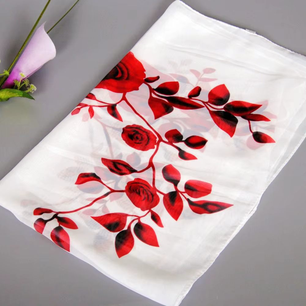 Écharpe en mousseline de soie à motif de branche Rose