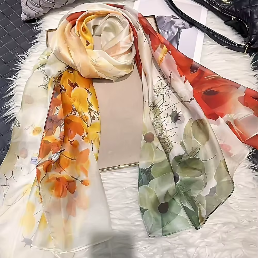Foulard Long en Mousseline de Soie pour Femme