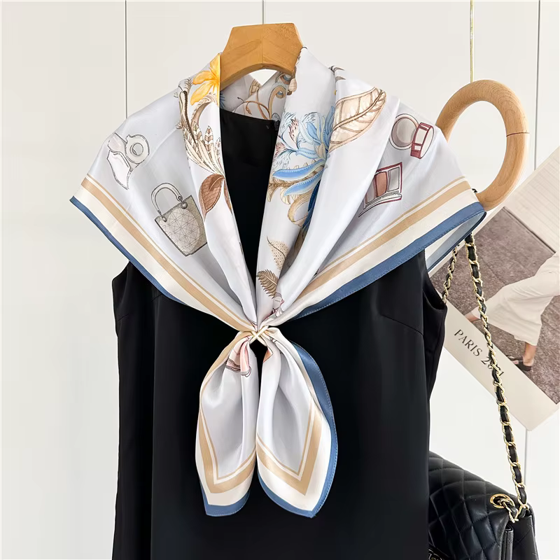 100% Foulard en soie véritable pour femmes 88x88 cm carré grande taille foulards