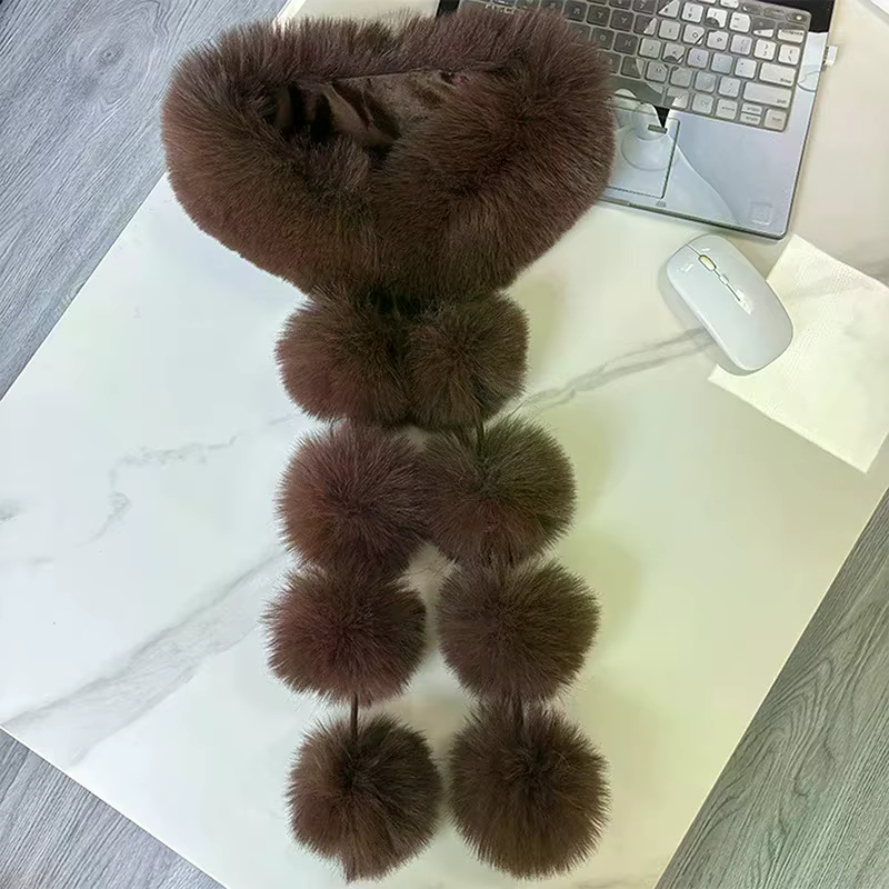 Longue fausse fourrure de renard écharpe femmes hiver chaud doux