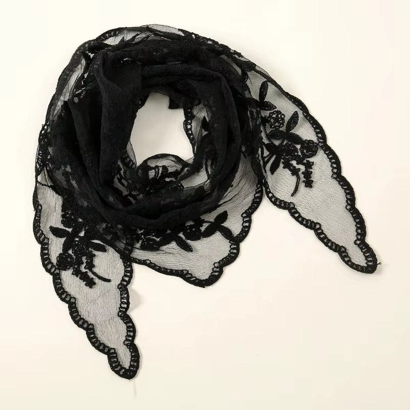 Écharpe à cheveux en dentelle tendance pour femmes, bandeaux triangulaires rétro, foulard triangulaire vintage, accessoires de coiffure élégants pour filles