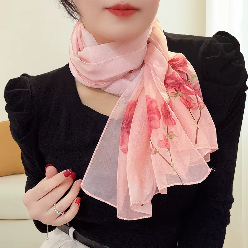 Écharpe en mousseline de soie style féerique pour femme