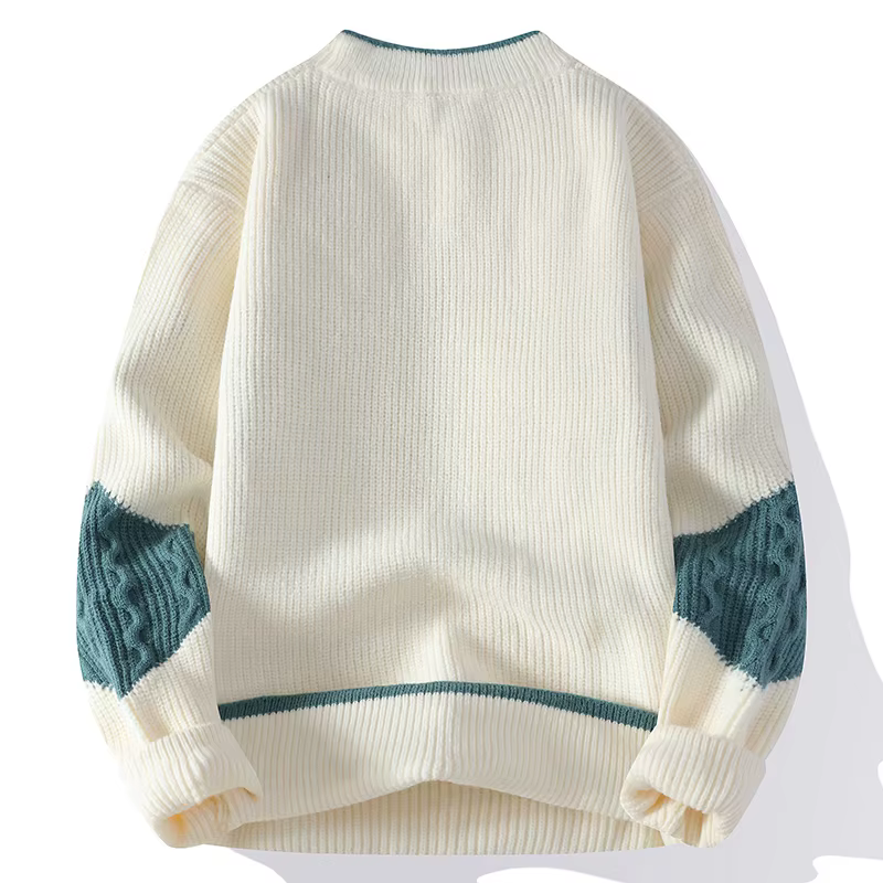 Hommes col montant tricoté pull mode Patchwork tricot pulls