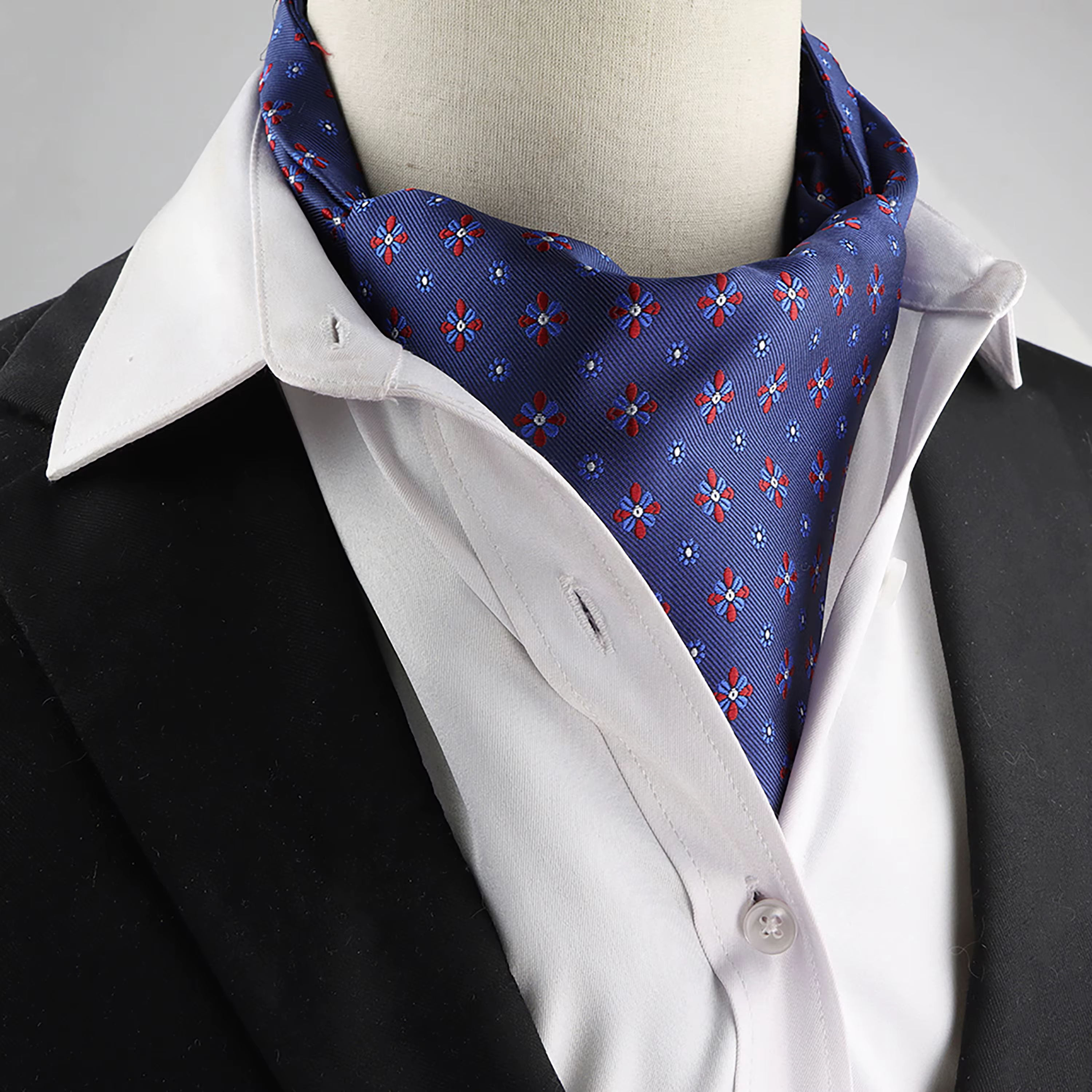 Nouveau Design hommes Ascot écharpe cravate mode Paisley Floral bleu vert