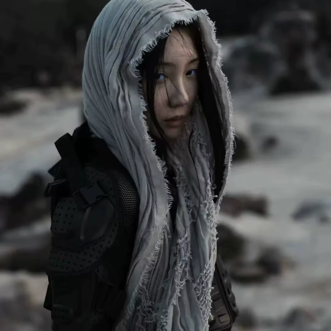 Coton et lin lavé Vintage en détresse Hip Hop Punk écharpe hommes femmes en plein air Techwear décontracté Cosplay châle Y2K Accessoires