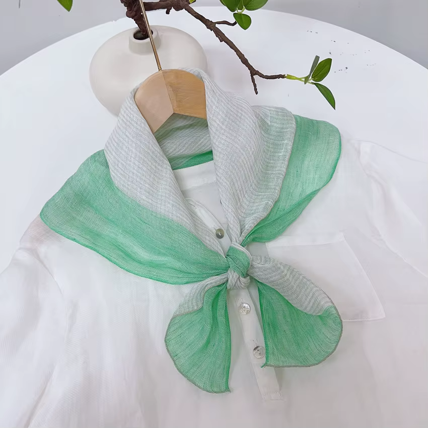 Nouveau foulard carré en lin à petites mailles rétro printemps-été
