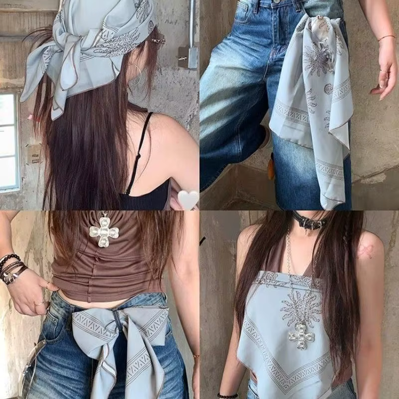Foulard rétro imprimé léopard Y2K pour fille épicée