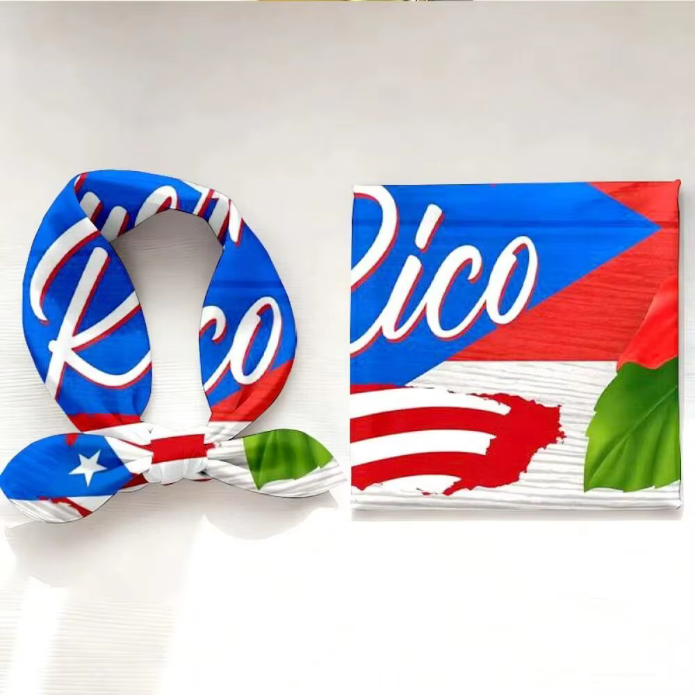 Foulard carré à motif drapeau de Porto Rico