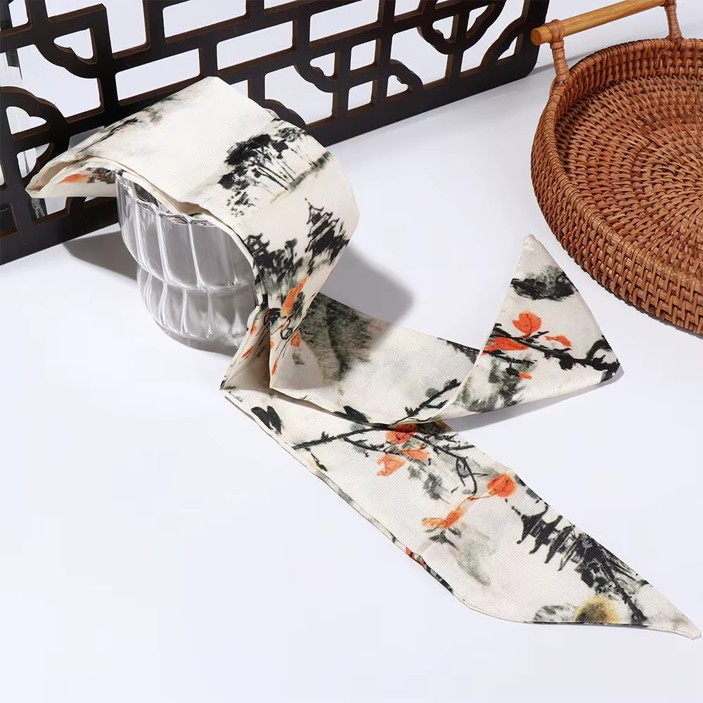 Élégant longue peinture à l'encre foulard en soie Style minimaliste
