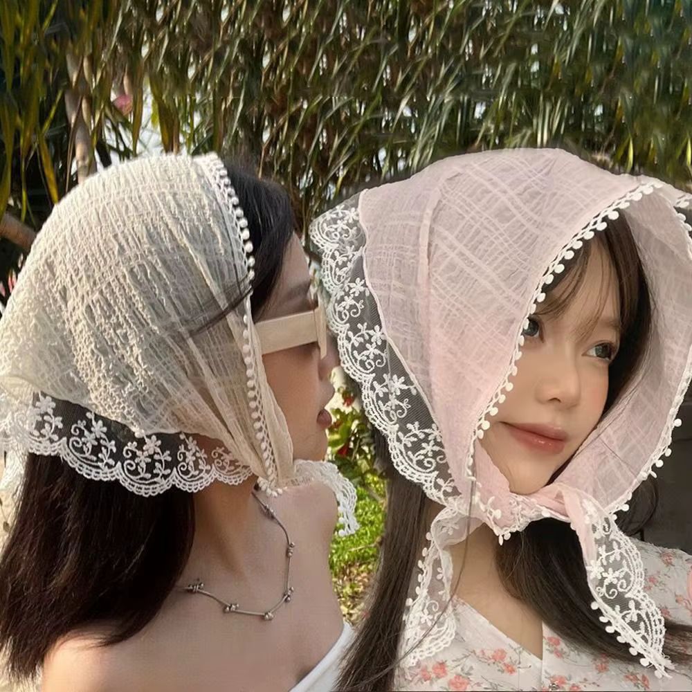 Coréen doux dentelle cheveux écharpe Style français Photo