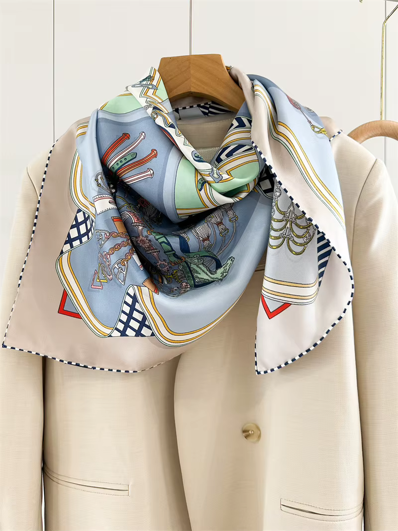 Foulard en soie sergé châles roulés à la main 90*90 cm foulards de mûrier manuels de créateur 100%