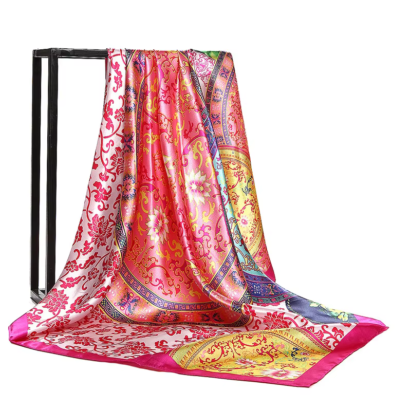 Foulard carré en soie de 90 cm pour femme