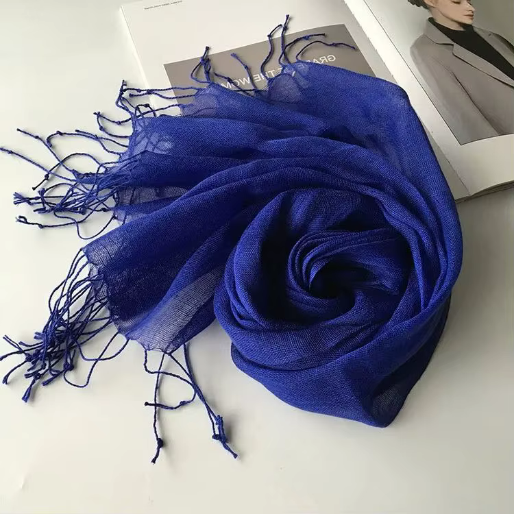 100% foulard en lin pour femmes foulards femme style japonais respirant noir vert jaune rose jaune solide foulards en lin