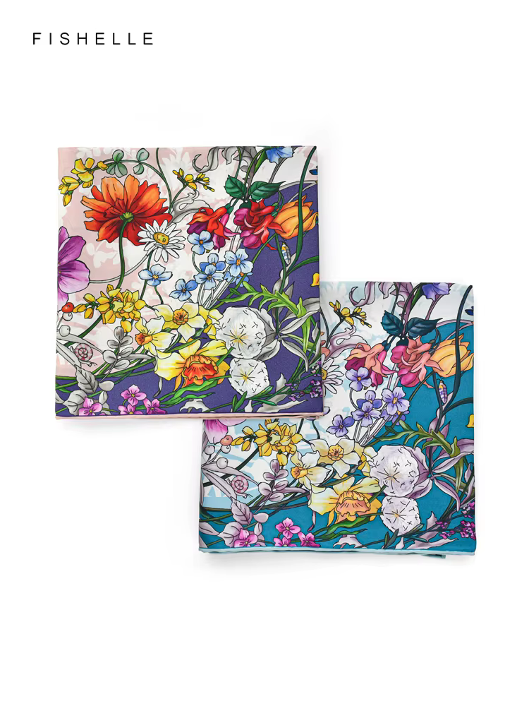 Foulards en sergé de soie bleue violette pour femmes